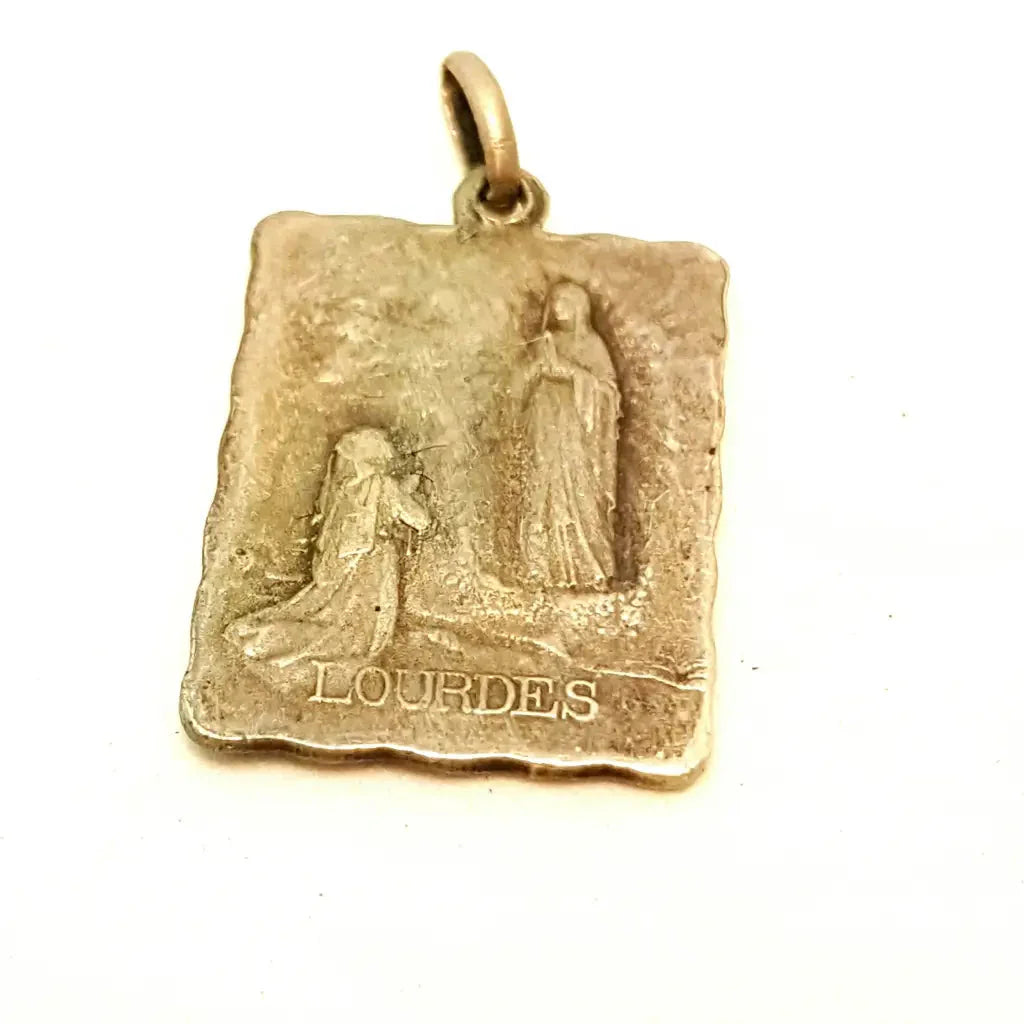 Medalla de plata la Virgen María Lourdes vintage regalos religiosos medalla