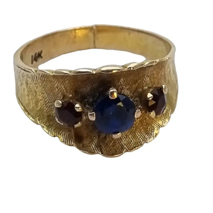 Anillo de oro 14 k con piedra anillo mujer azul