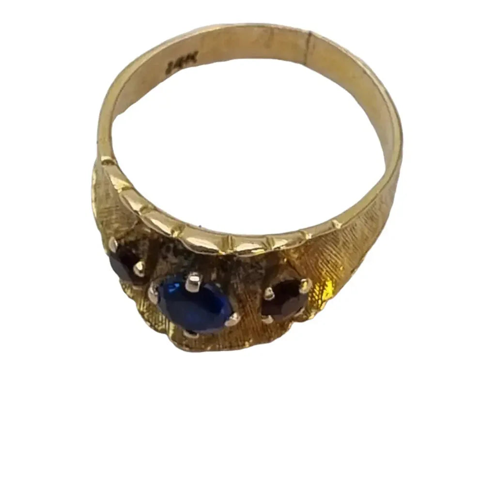 Anillo de oro 14 k con piedra anillo mujer azul