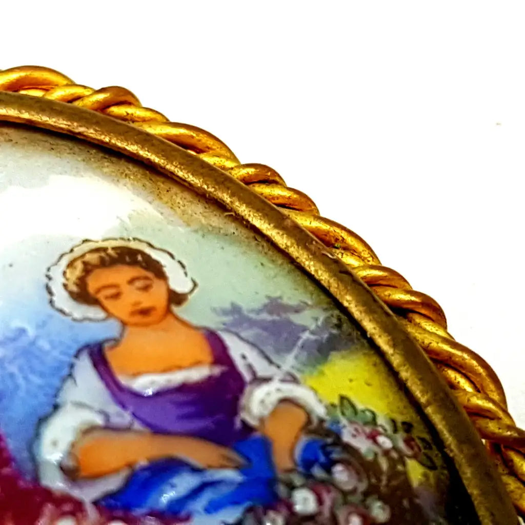 Broche de Limoges vintage pin francés porcelana Francia