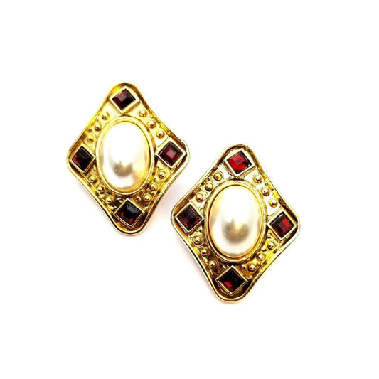 Pendientes vintage 80’s pendientes de bisutería mujer Joyas doradas perlas
