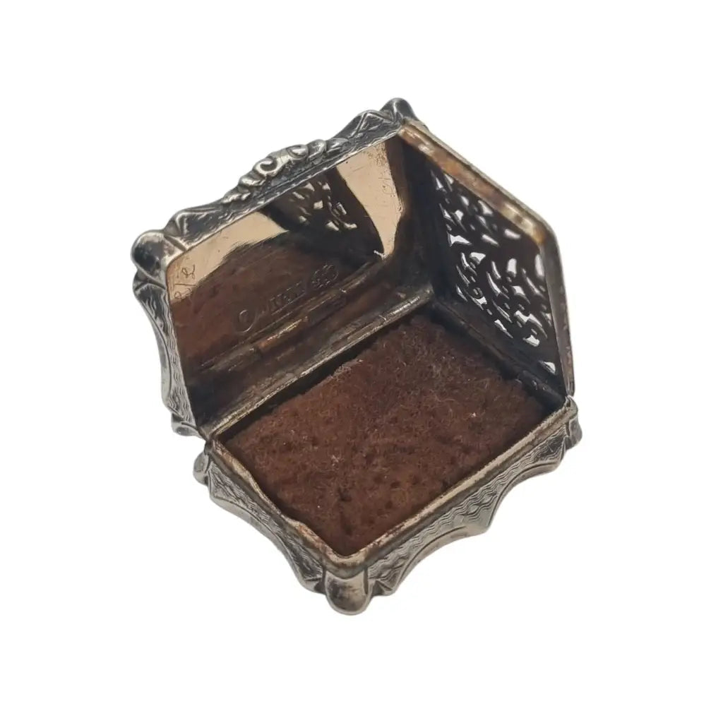 Georgian Nathaniel Mills Silver Vinaigrette caja de fragancia Sterling